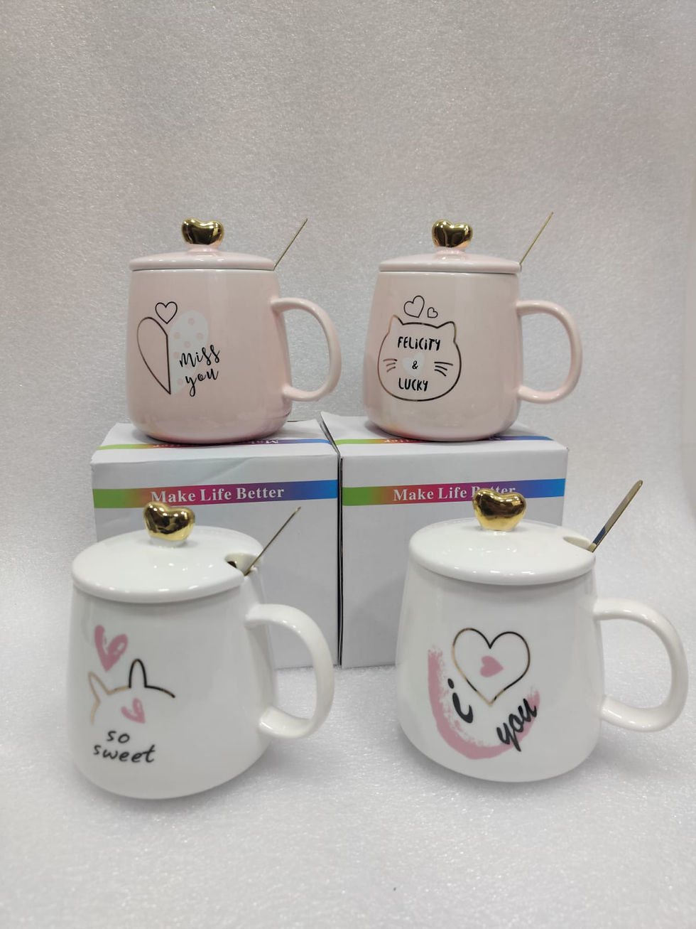 Heart Ceramic Mug With Lid