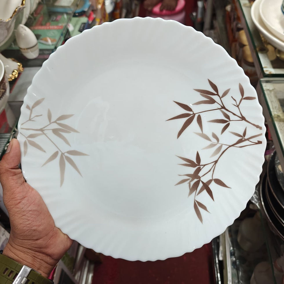 Treo 27-piece Opalware Dinner Set with brown bamboo leaf design