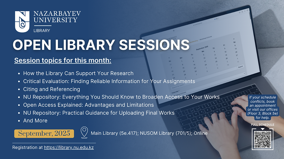OPEN LIBRARY SESSIONS: September 2-5