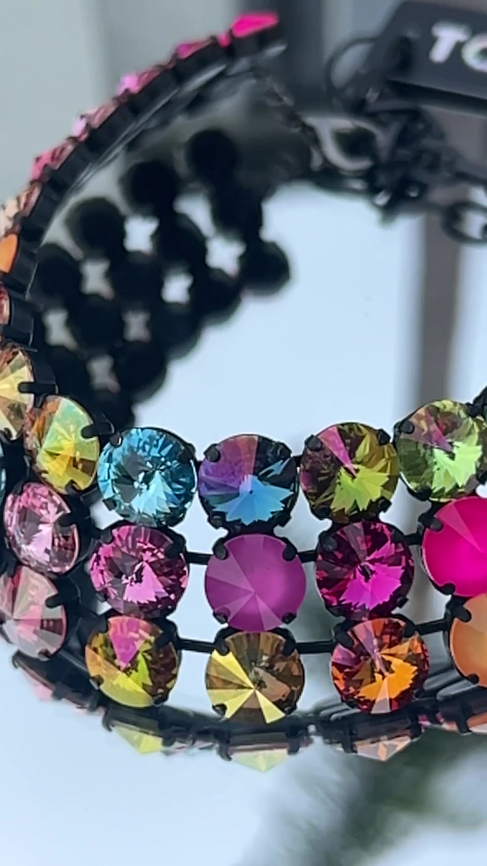 Thumbnail: 3 Layer Rainbow Crystal Choker on mirror table