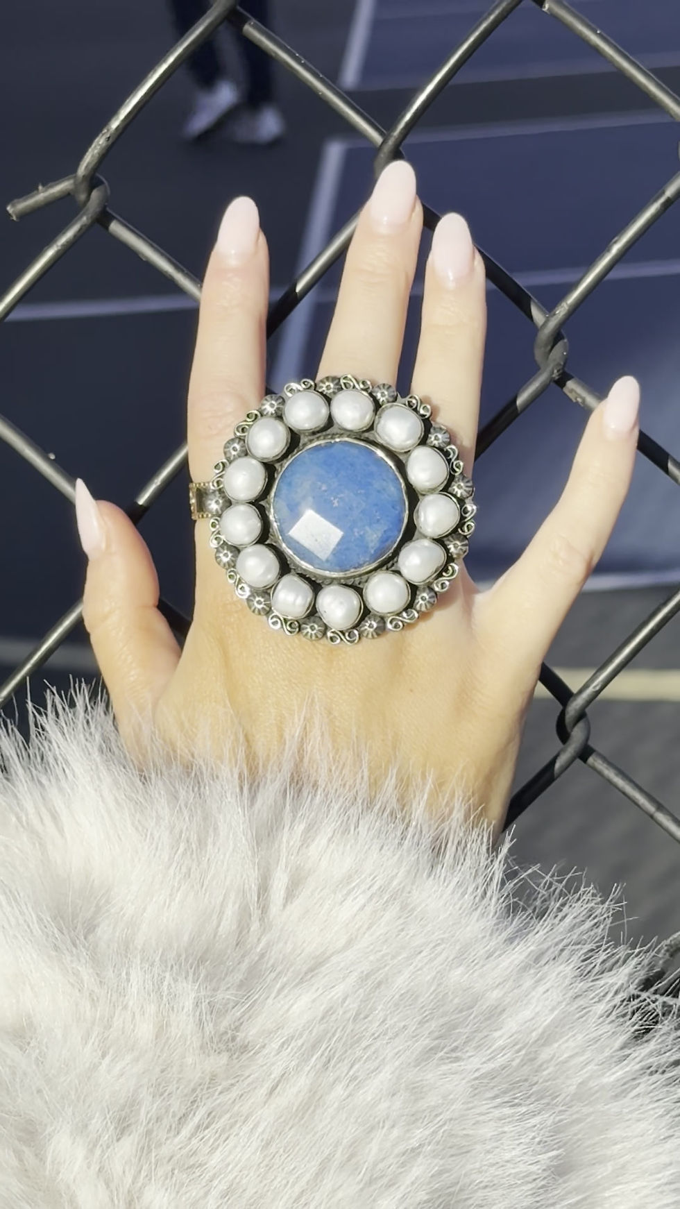 Thumbnail: Freshwater and Blue Lapis Ring by Lula n Lee