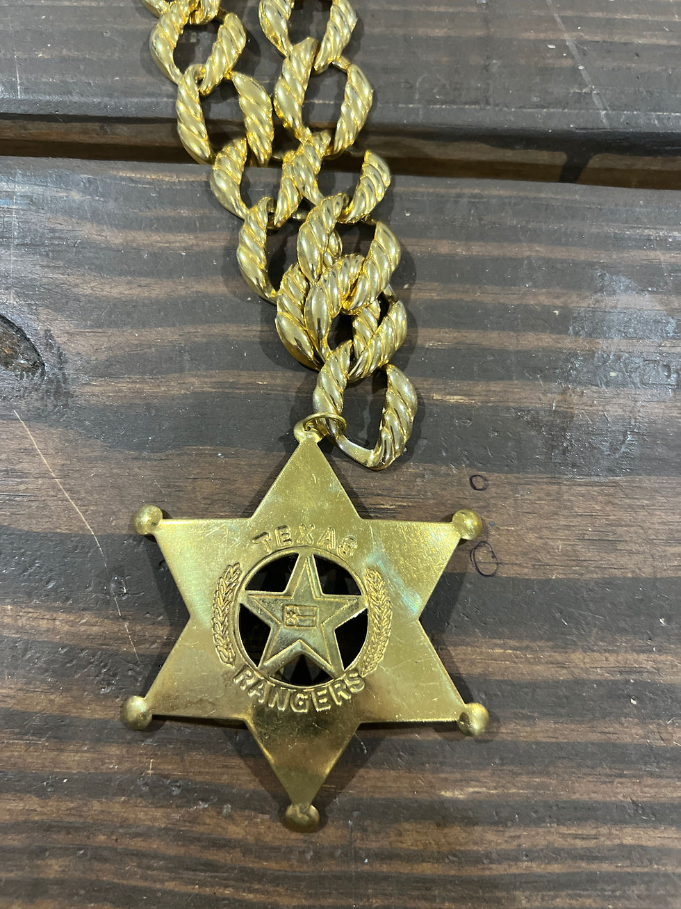 Vintage Gold Texas Ranger Badge Necklace by Made in the Deep South