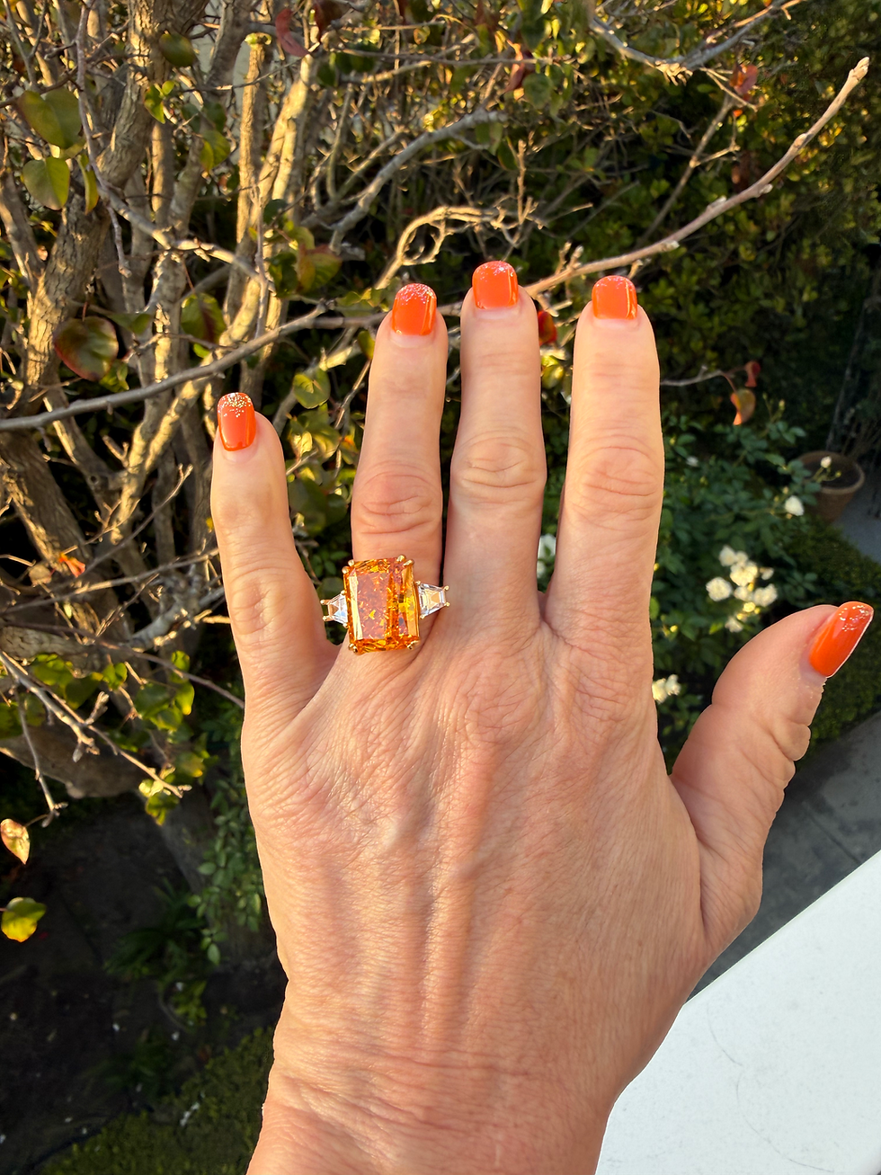 Thumbnail: Gold+Tangerine Crushed Ice Cocktail Statement Ring (5 1/2) by Mr. O Atelier