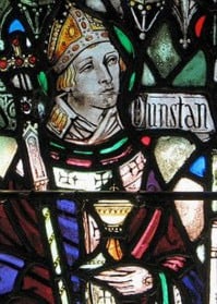 Picture of St. Dustan on a stained glass window