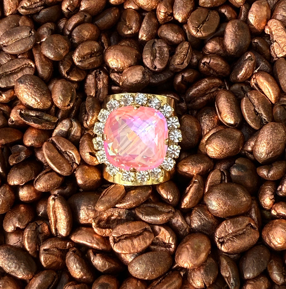 Thumbnail: Large Ballerina Pink Gold Adjustable Statement Ring in Coffee Beans