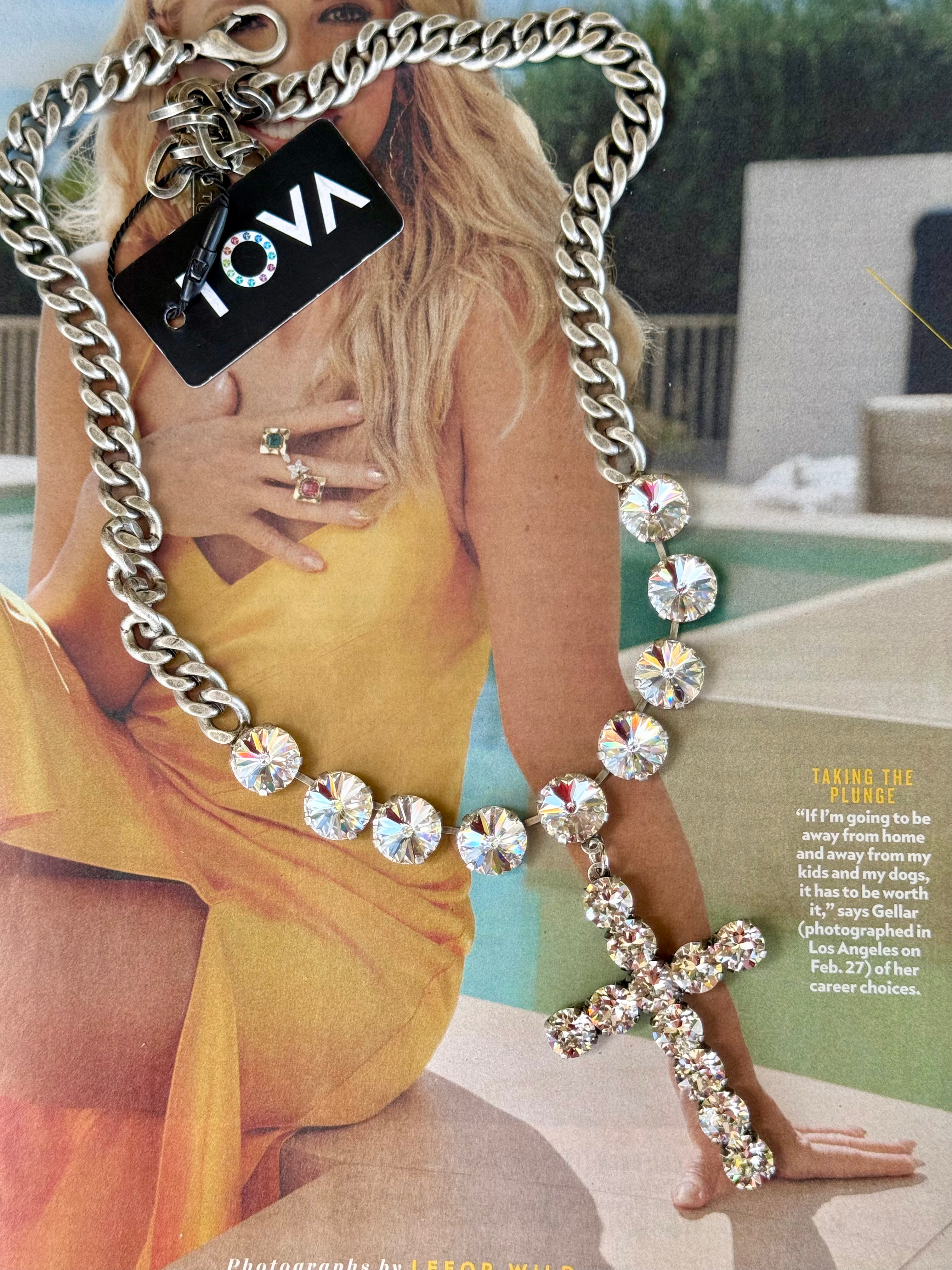 Sofitella Necklace in Antique Silver & Clear by TOVA