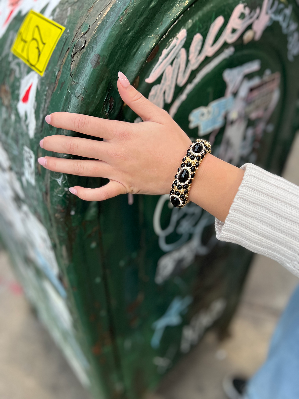 Thumbnail: Black Gold & Bling Hinge Statement Cuff