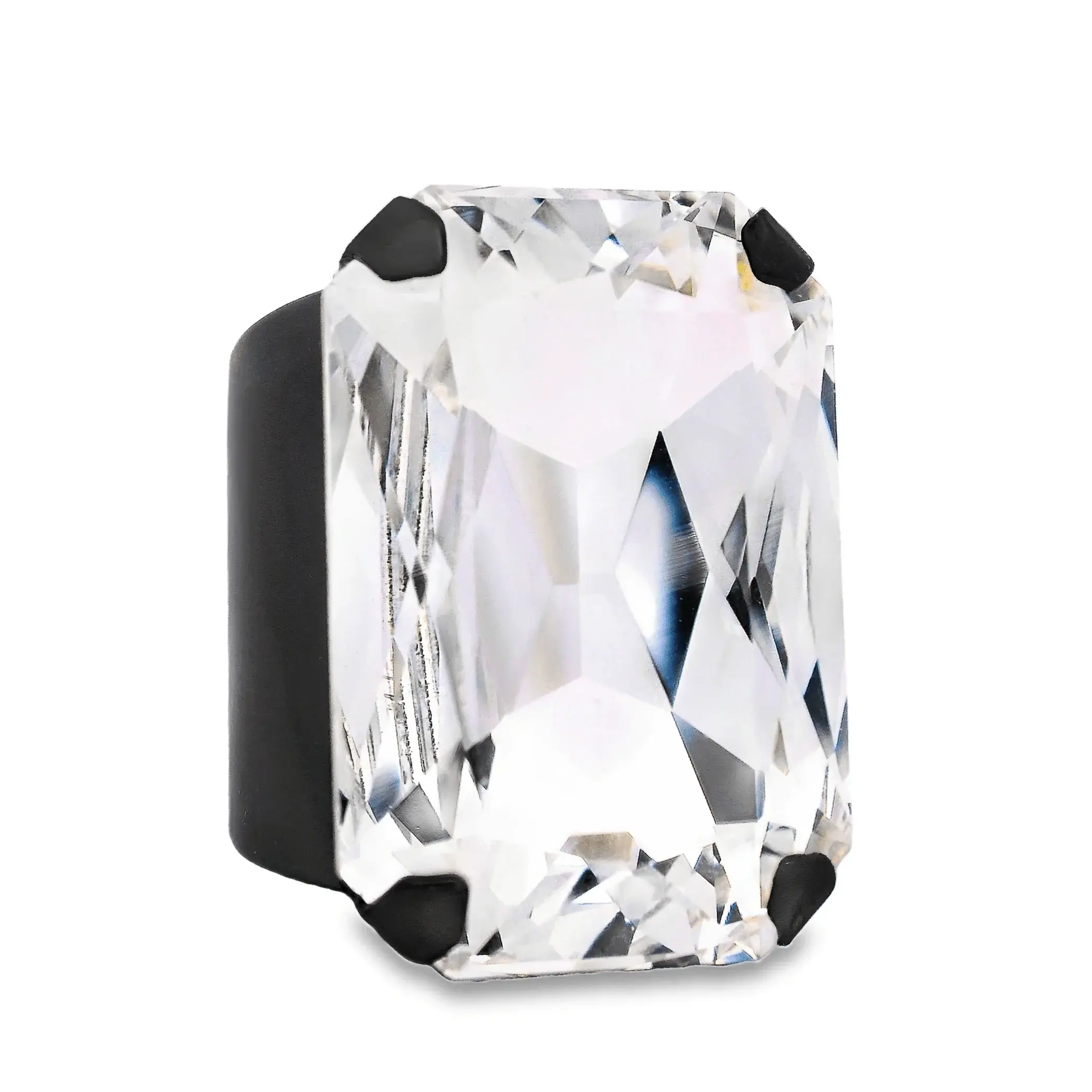 Adjustable gunmetal base ring with clear stone