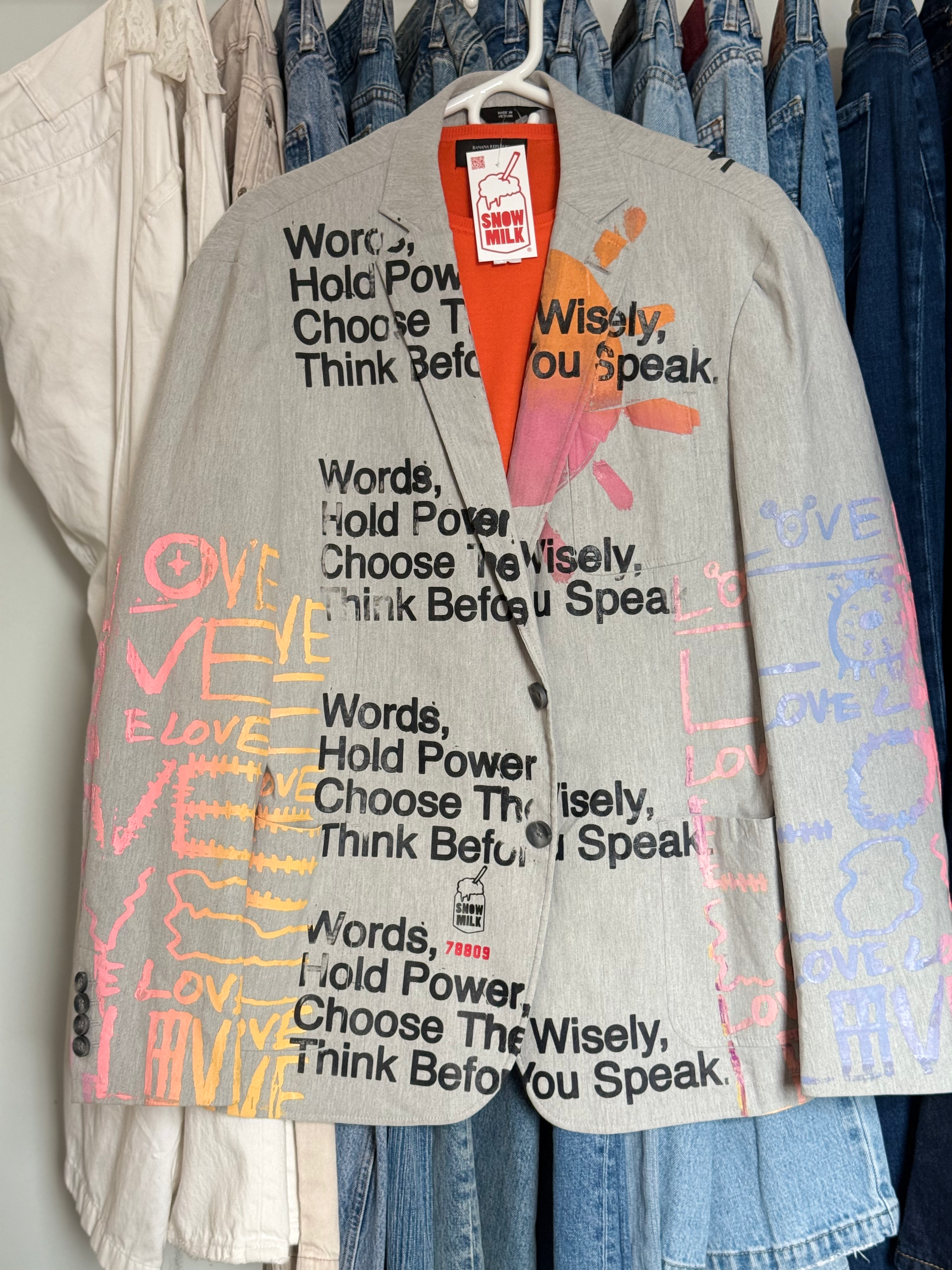 Vintage Words Hold Power Blazer by Snow Milk