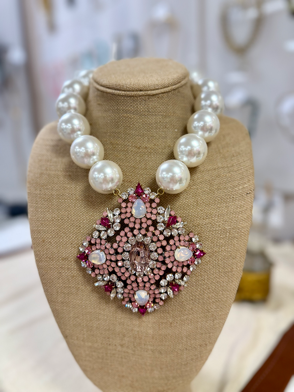 Thumbnail: Vintage Czech Brooch Bauble Pearl Necklace by Made in the Deep South