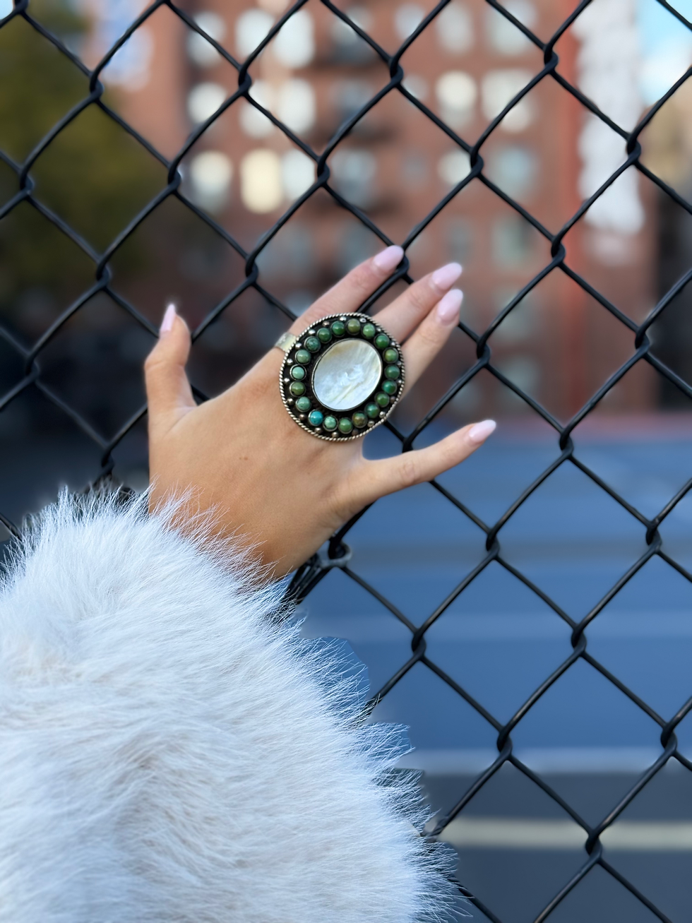 Thumbnail: Turquoise and Mother of Pearl Ring by Lula n Lee