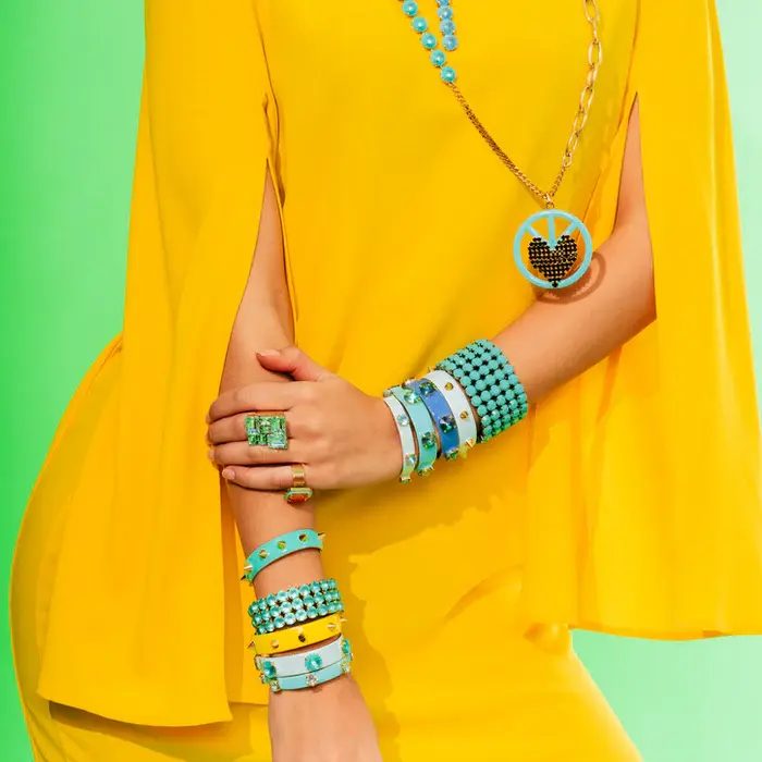 Thumbnail: 5 layers of turquoise crystals stretch bracelet