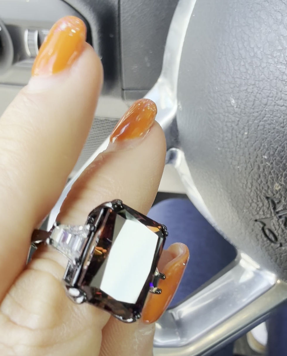 Thumbnail: Black/Gunmetal+Root Beer Cocktail Statement Ring by Mr. O Atelier