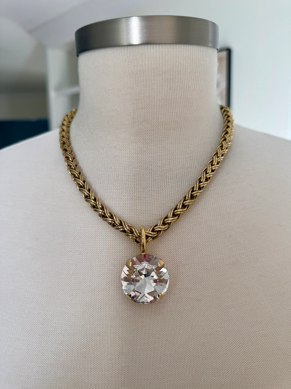 Thumbnail: Fort Worth Pendant-Big+Round-Gold-Clear-by TOVA
