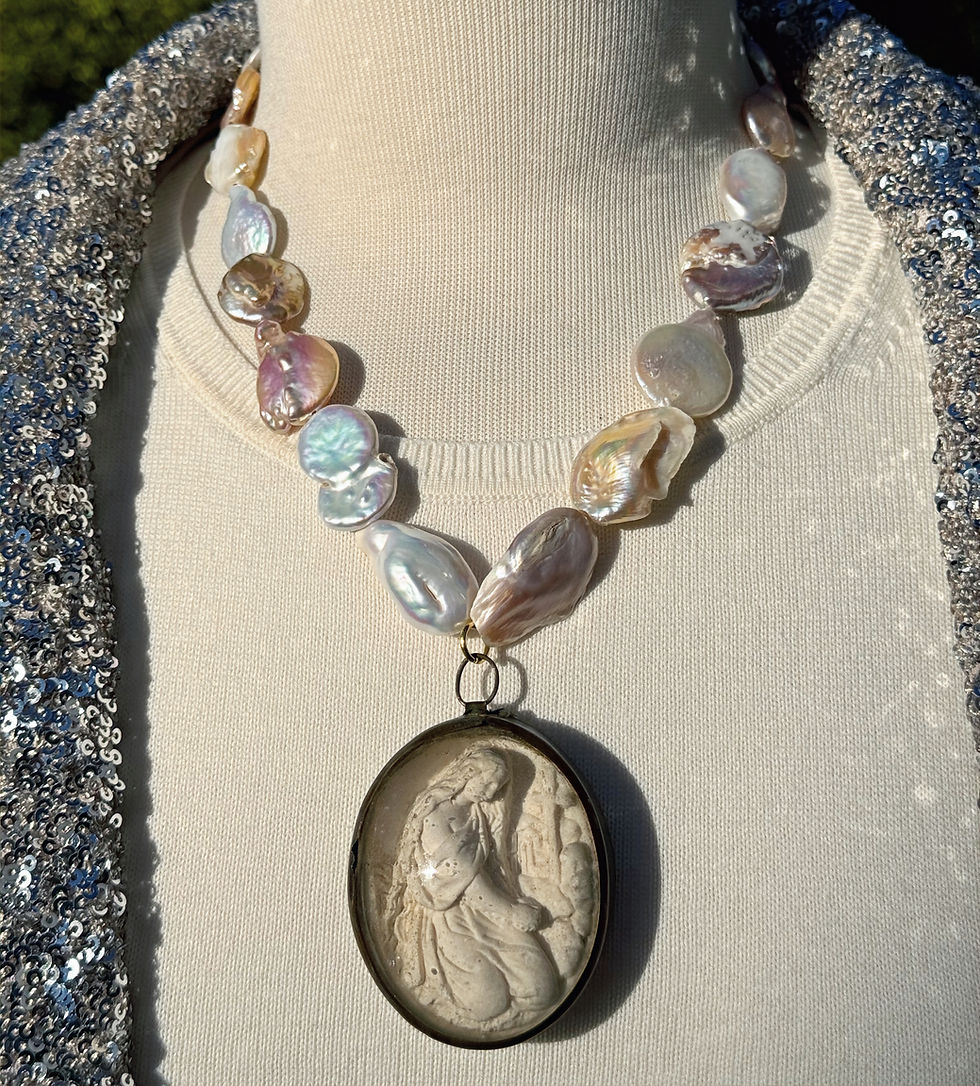 Thumbnail: Vintage 1800s Meerschaum Icon Baroque Pearl Necklace by Made in the Deep South