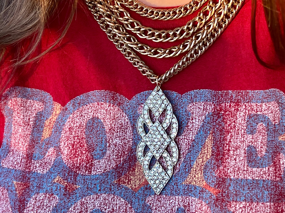 Thumbnail: Made in the Deep South Vintage Brooch Necklace Gold Chain