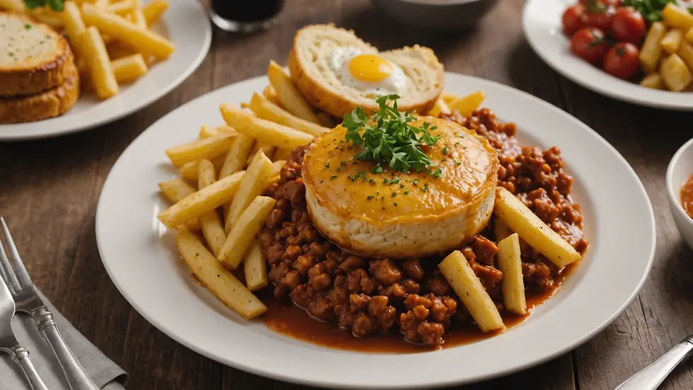Close-up of a plate filled with comfort food