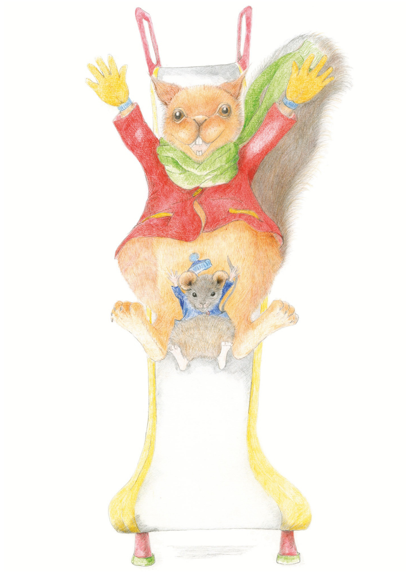 SQUIRREL+ MOUSE GOING DOWN SLIDE