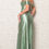 Miniatura: Vestido Longo de Festa Corset em Cetim Verde Menta com Fenda Lateral