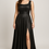 Miniatura: Vestido Longo Preto Regata em Lurex com Brilho e Fenda Lateral Frente
