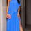 Miniatura: Vestido Longo de Festa Azul Serenity Escuro em Micro Tule com Um Ombro Só
