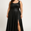 Miniatura: Vestido Longo Preto Regata em Lurex com Brilho e Fenda Lateral Frente Plus Size
