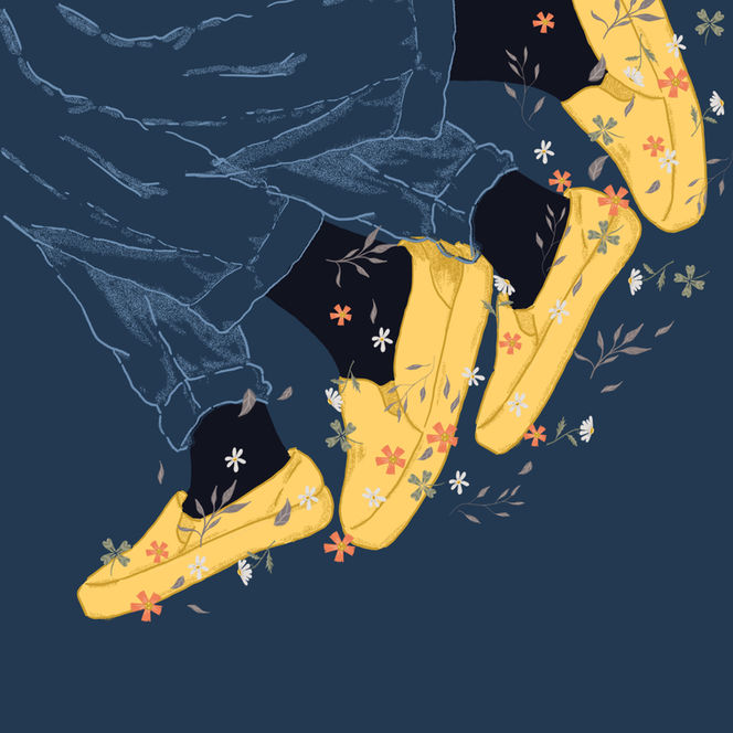 floating feet with flowers