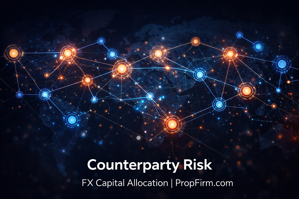 Financial network visualization illustrating counterparty risk and interconnected market participants