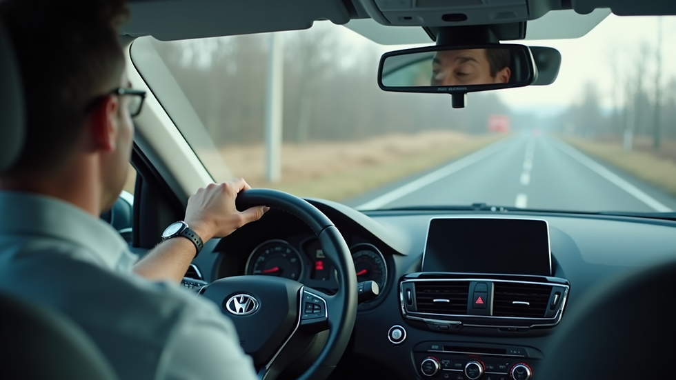 Eye-level view of a driver taking a psychological test in a clinic