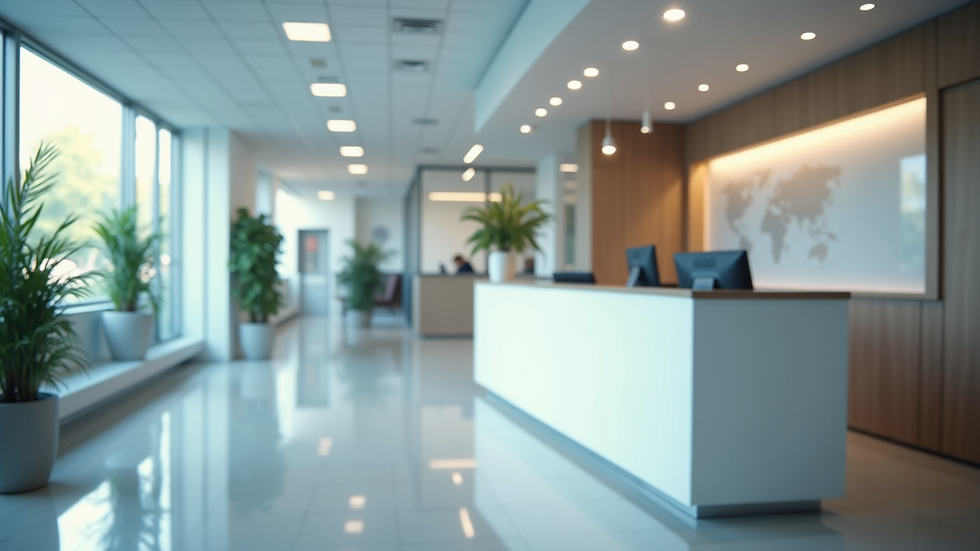 Eye-level view of a modern medical clinic reception area