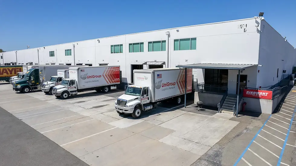 Aerial view of Piedmont Moving Systems’ commercial storage units in San Jose, featuring business storage and comprehensive commercial warehousing for high-value assets like fine art.