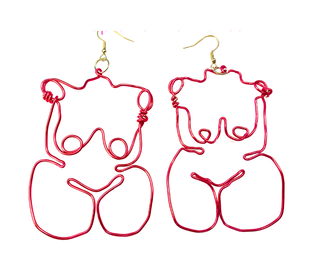 Hot Pink Goddess Body Earrings
