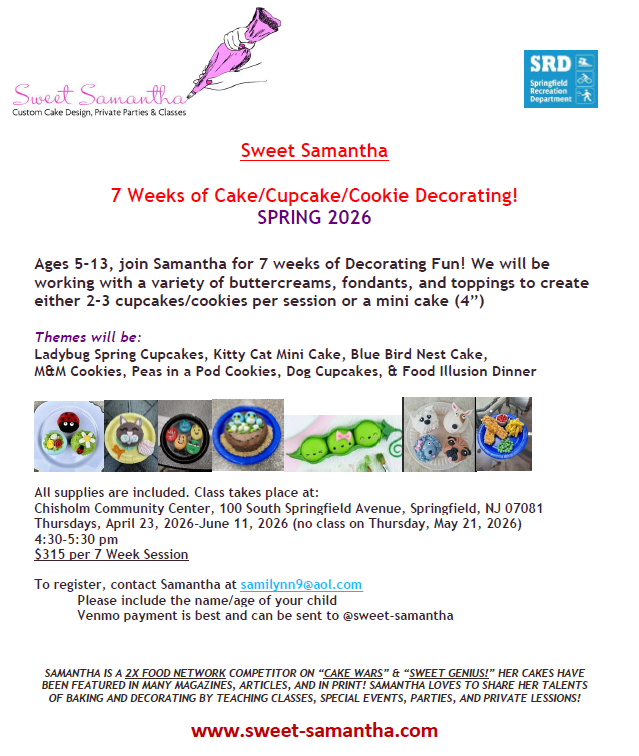 Sweet Samantha Cake/Cupcake/Cookie Decorating Classes at Chisholm this Spring
