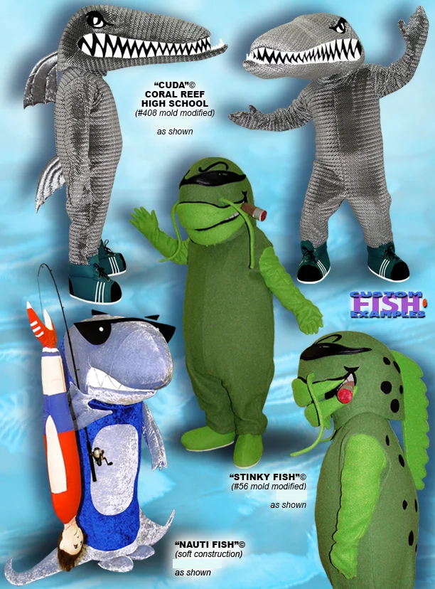 Great Fish Mascot Costumes Pre-designed or Custom Just for You