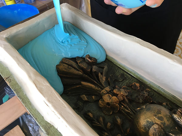 Encapsulating century-old fine carvings with high-tech silicone rubber to preserve RMS Olympic history.