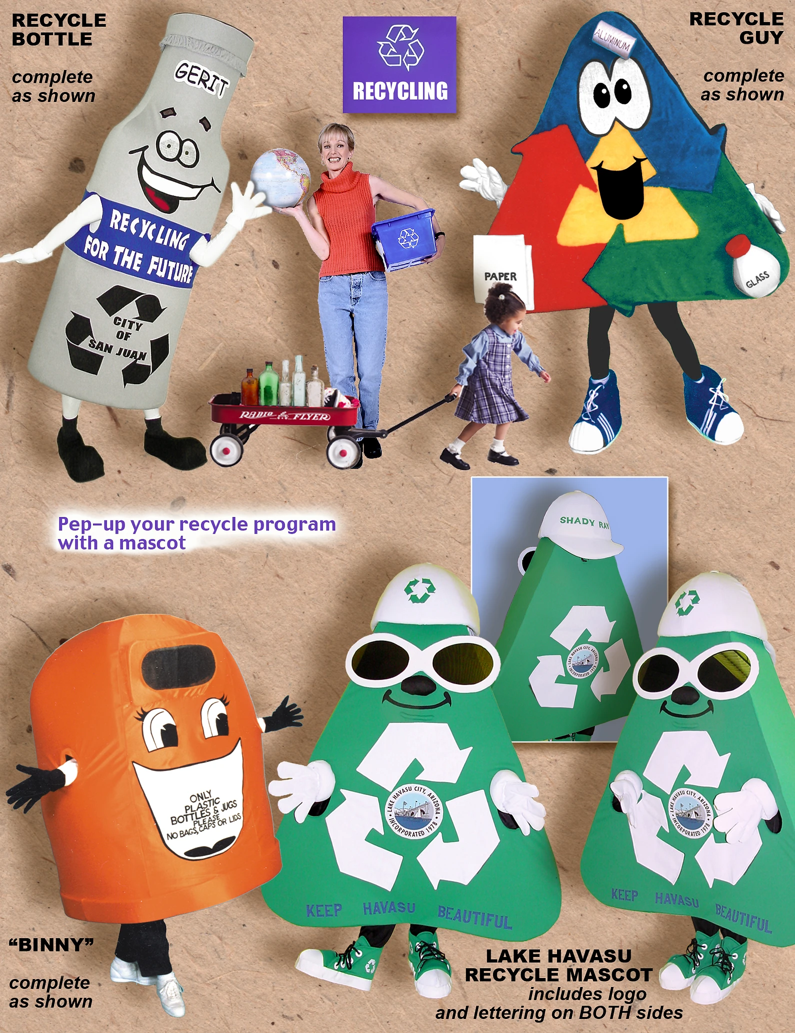 Recycling & Ecology Mascot Costumes to Browse or We'll Customize