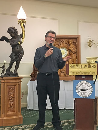 Alan St. George, Titanic sculptor, gives a talk at the Titanic Historical Society Convention 2018 on the cherub.