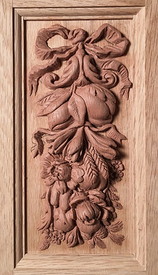 Each side of the Titanic cherub pedestal has a different grouping of fruits, vegetables, and flowers as on the original RMS Titanic/Olympic.