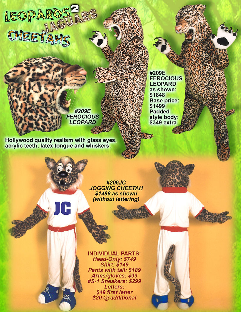 Cheetah or Leopard Mascot Costumes, browse catalog or Custom for You