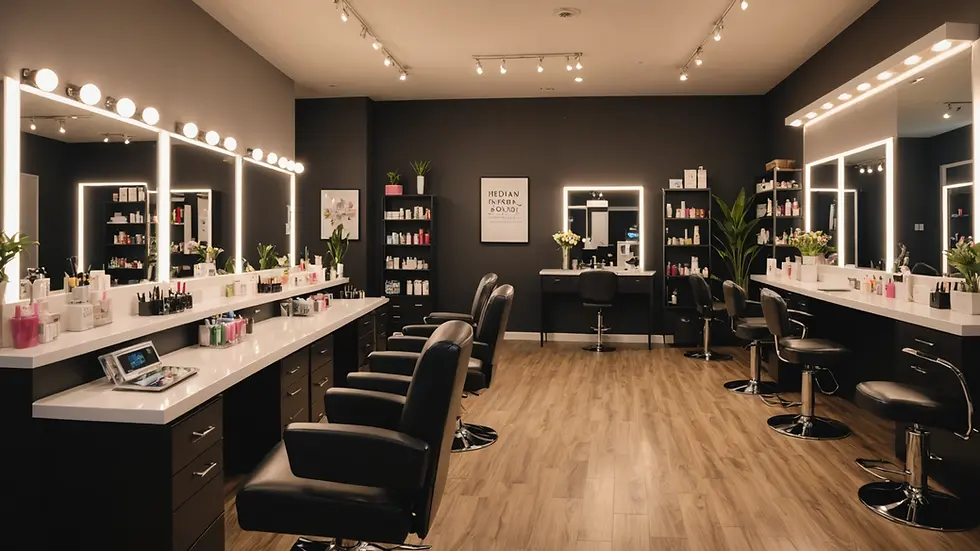 Eye-level view of a nail salon setup