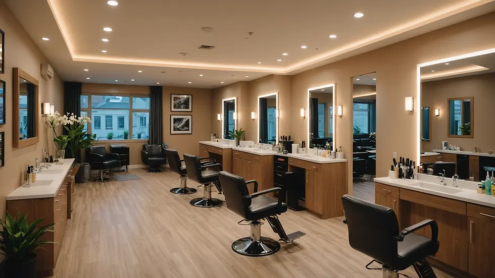 High angle view of a beauty salon interior