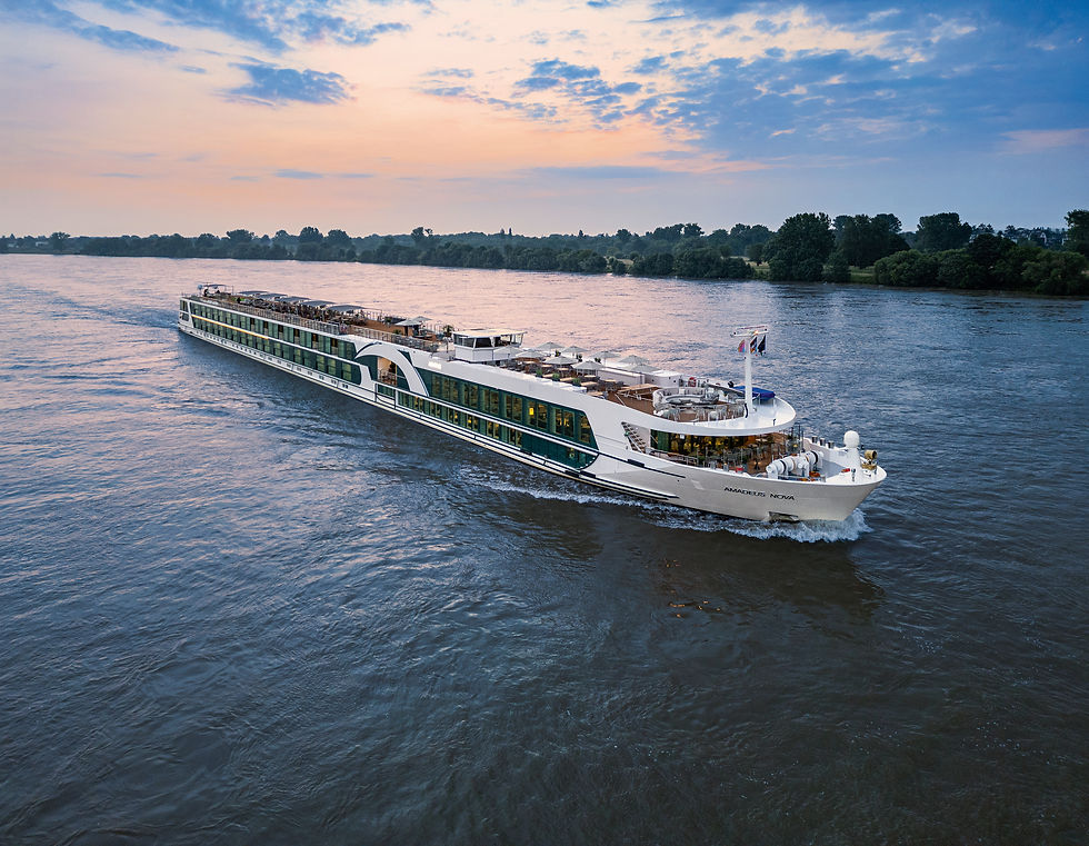 Lüftner Amadeus Nova river ship sailing on the Danube at sunset