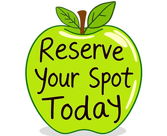 Reserve Your Spot Today written on a green apple clipart, make it horizaontal .jpg
