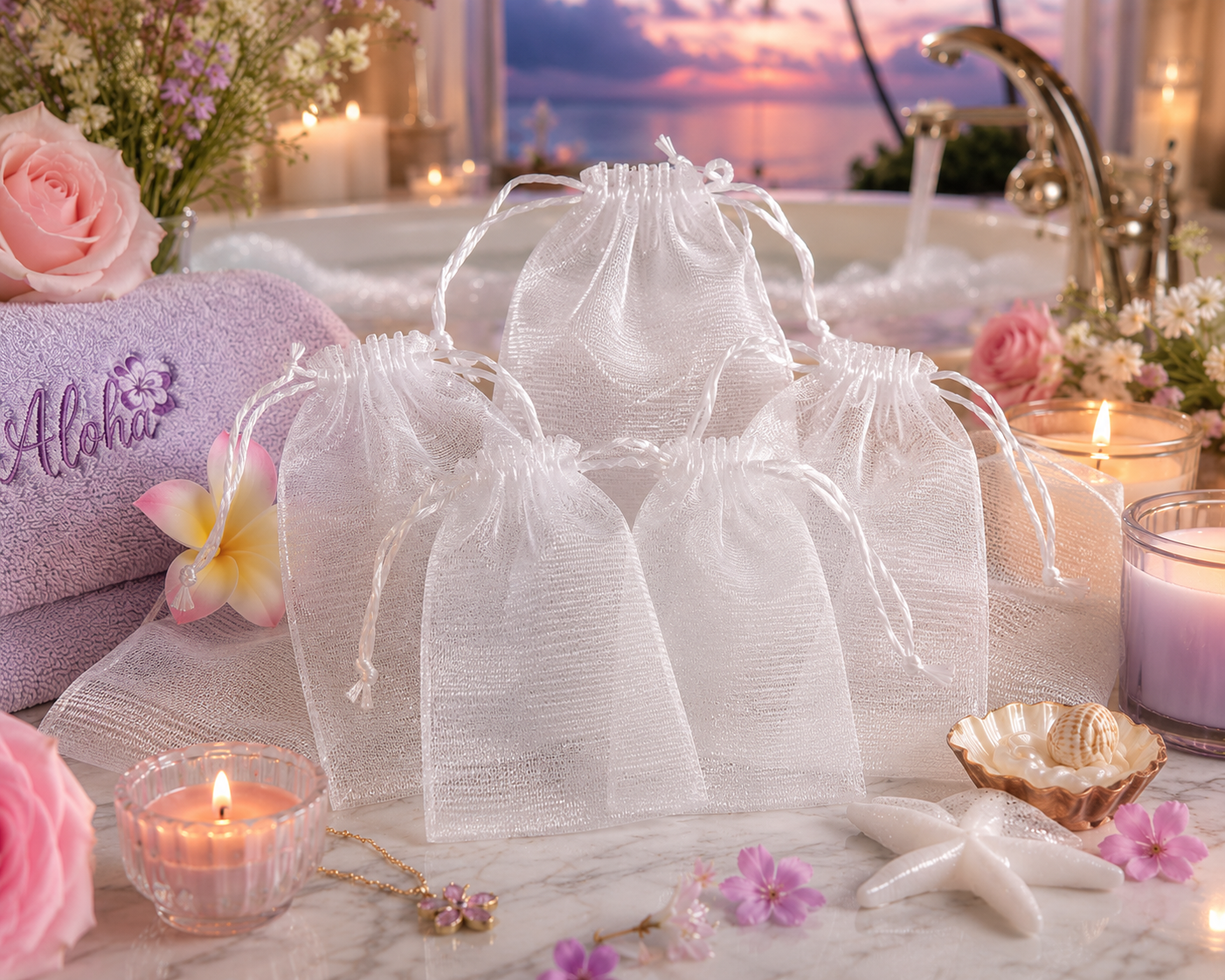 White Sheer Soap Saver Bag
