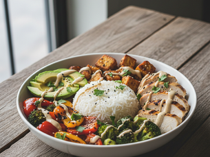 Nourishing Comfort Bowl with Grilled Chicken or Tofu and Roasted Vegetables