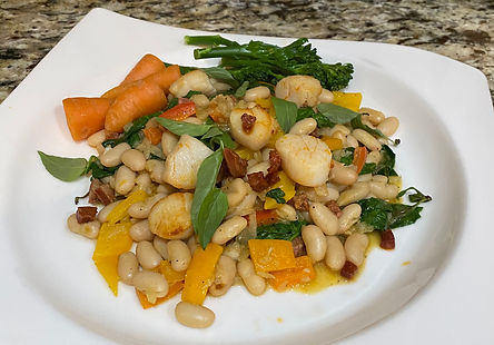 Seared Scallops with Cannellini Beans and Chorizo