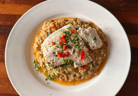 Pan Fried Halibut with Thai Crab Risotto