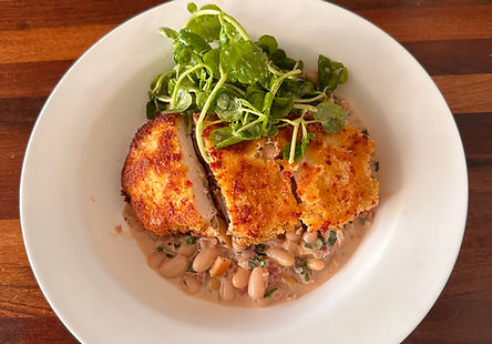 Chorizo Crusted Chicken with Apple & Sage Cassoulet