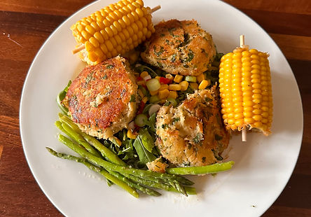Crab Cakes with a Rocket and Chilli Dressing