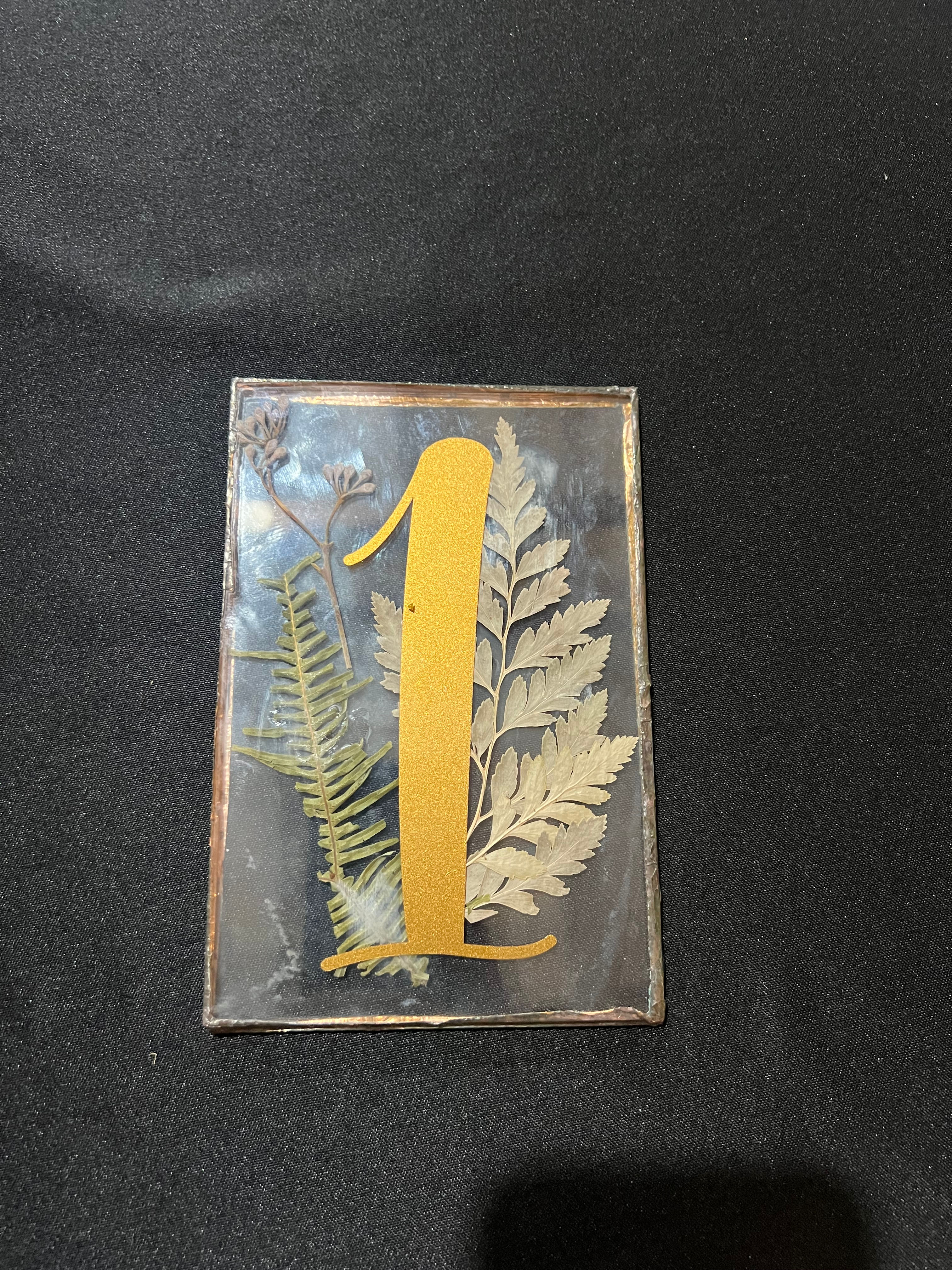 Table Numbers - Glass Pressed Flowers